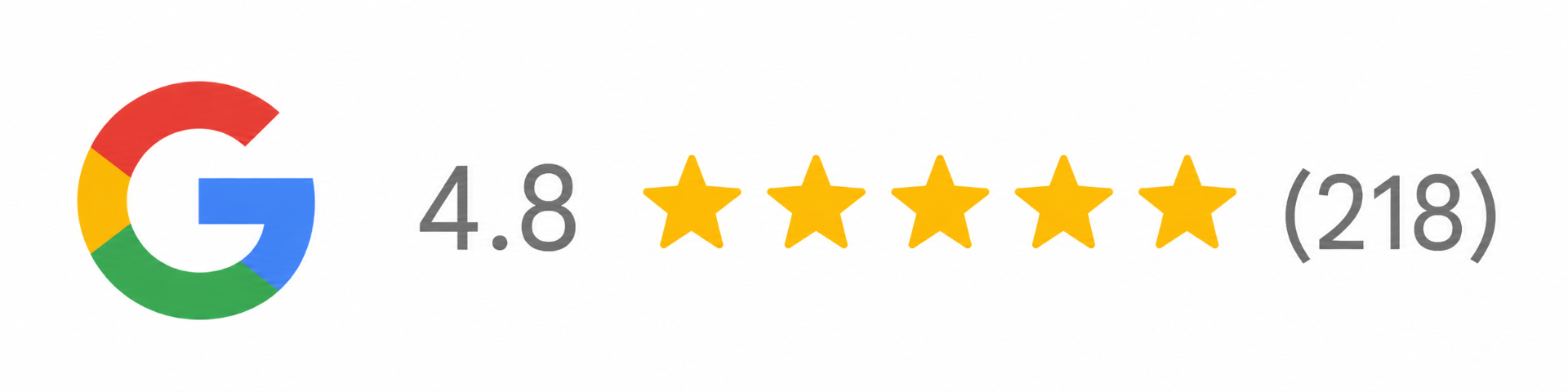 Google rating 4.8 stars from 218 reviews